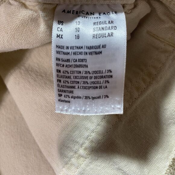 AMERICAN EAGLE Cargo Pants Stretch Straight Leg Twill Y2K 90s Womens 10 Beige - Picture 4 of 13